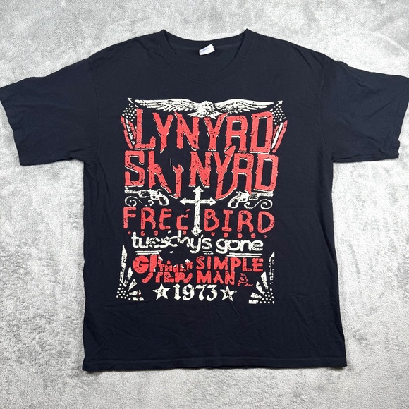 Lynyrd Skynyrd Band Tee L Free Bird 1973 Rock Graphic Black T-Shirt - Picture 1 of 9